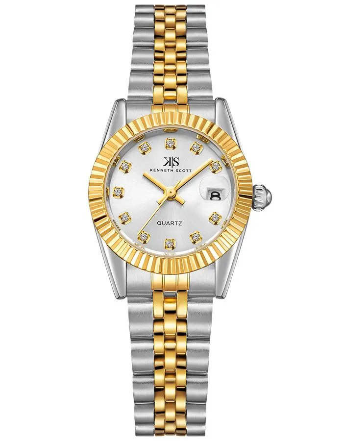 Kenneth Scott Women's White Dial Analog Watch - K22536-TBTW