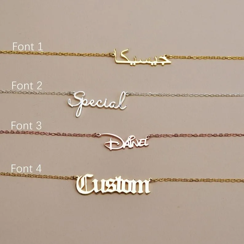 Name Necklace Old English Name Necklace