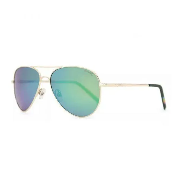 POLAROID Rounded Unisex Sunglasses Gold Frame - 6012N J5GK7