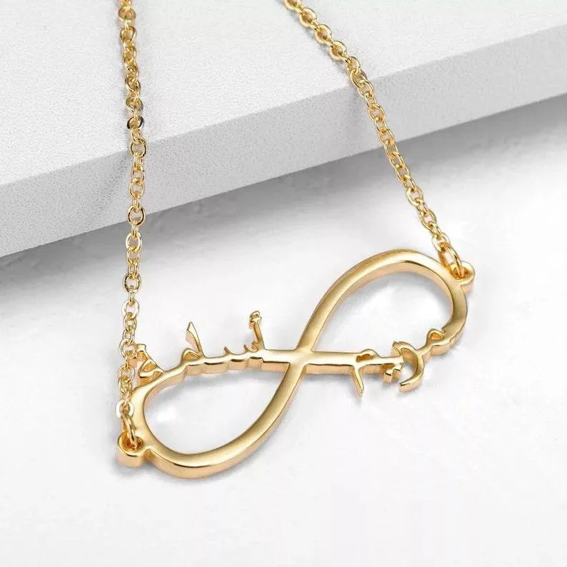 Personalised 18K Gold Plated Arabic Name Infinity Bracelet, Couple Names