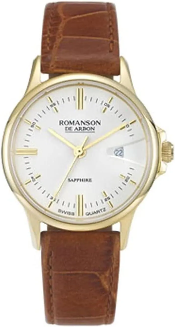 ROMANSON Men Swiss Analog WATCH For With Leather Band, Cb5A10Lynga1R2, Brown-White