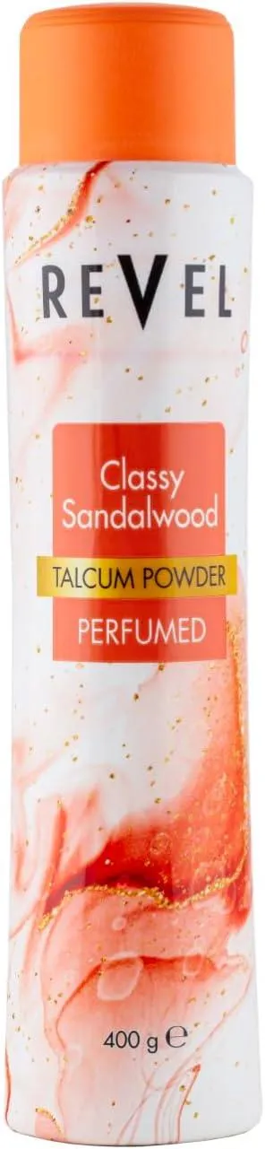 Revel Classy Sandal wood Perfumed Talcum Powder Orange 400G