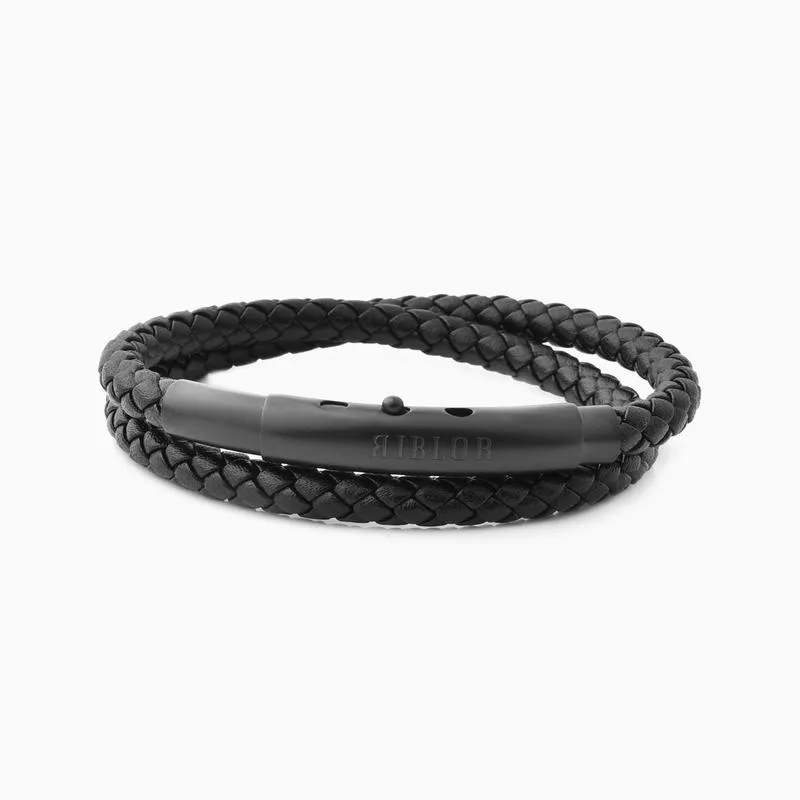 Riblor Benito Double Wrap Leather Bracelet Black And Black