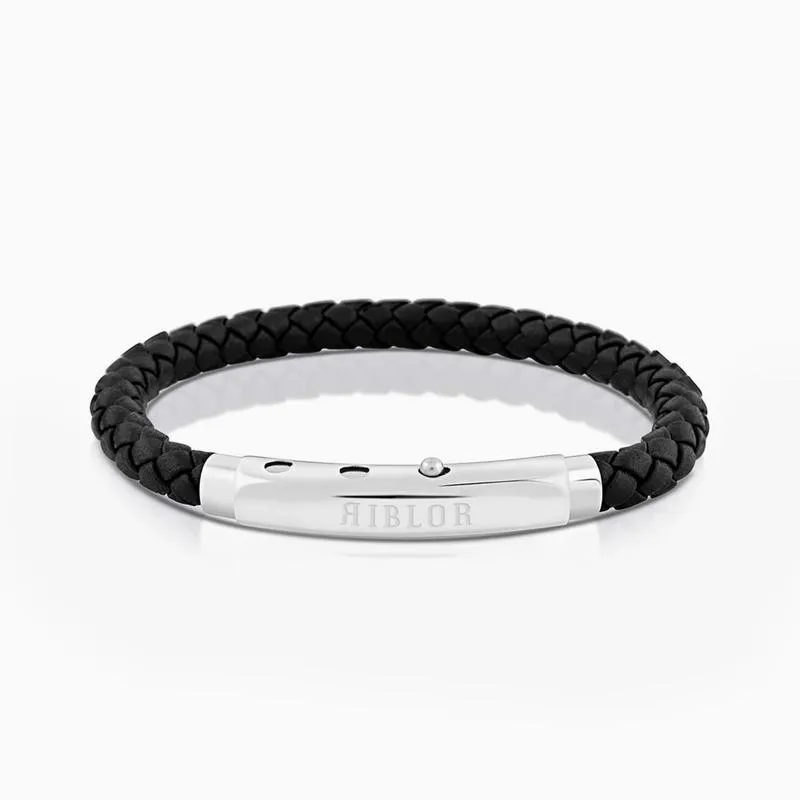 Riblor Benito Leather Bracelet Black And Silver