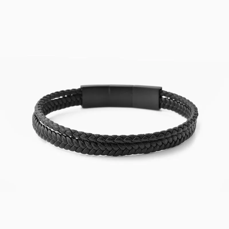 Riblor Bruno Leather Bracelet Black And Black