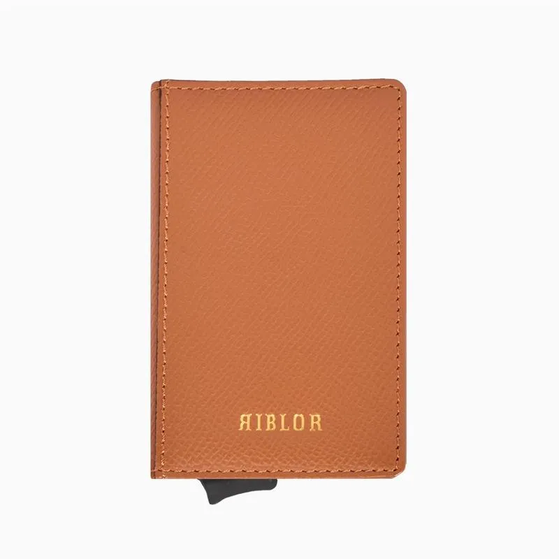 Riblor Pietro Italian Leather Popup Card Holder Brown