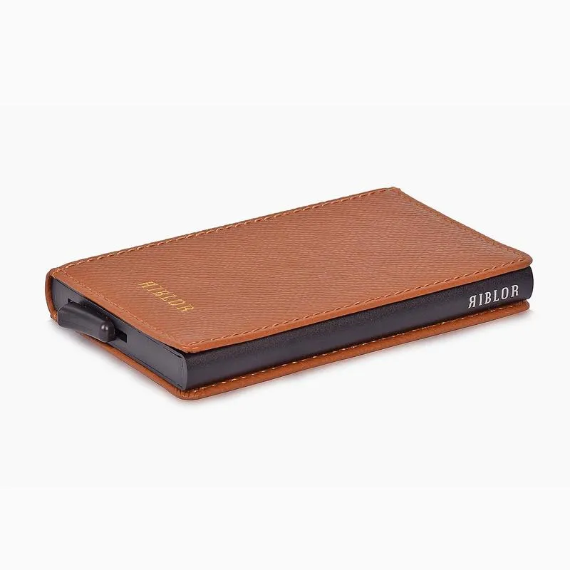 Riblor Pietro Italian Leather Popup Card Holder Brown