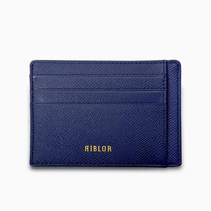 Riblor Salvio 6 Card Italian Leather Card Holder Navy Blue