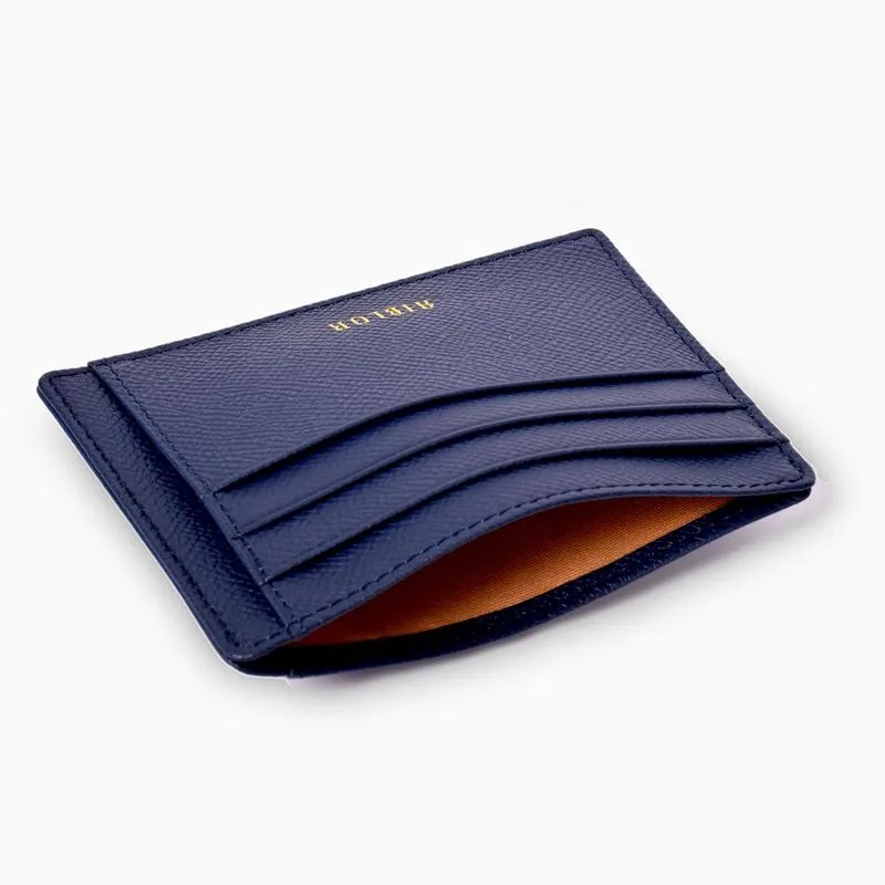 Riblor Salvio 6 Card Italian Leather Card Holder Navy Blue