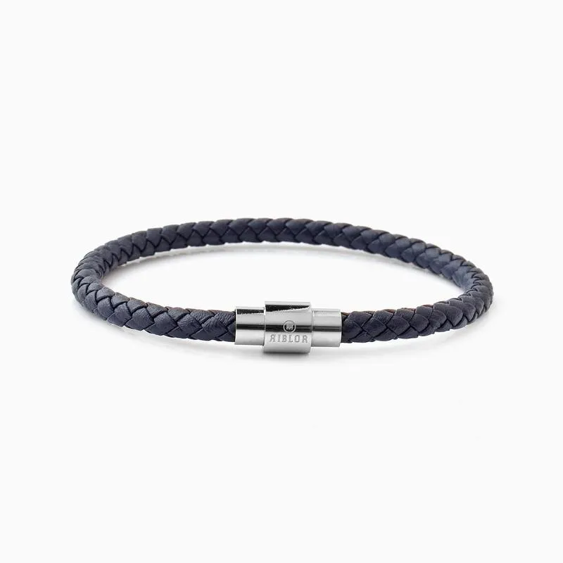 Riblor Vittorio Leather Bracelet Navy Blue