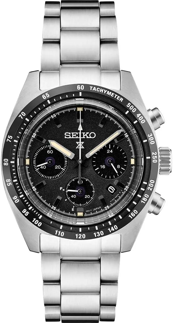 SEIKO Prospex Speedtimer Solar Chronograph Black Dial Men WATCH SSC819, Black, Chronograph