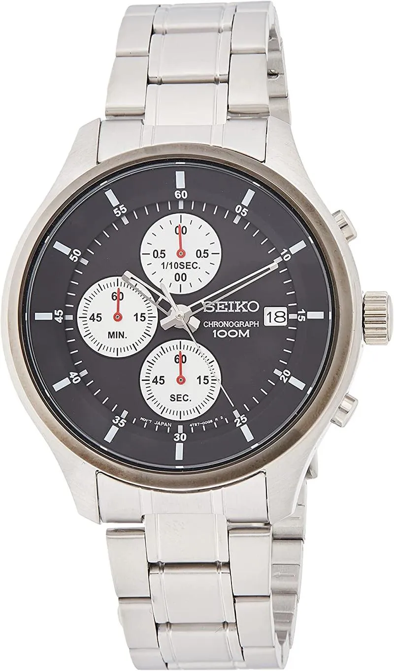 Seiko Men's Chronograph Watch With Chronograph Display And Stainless Steel Strap Sks545P1, Metallic, Black