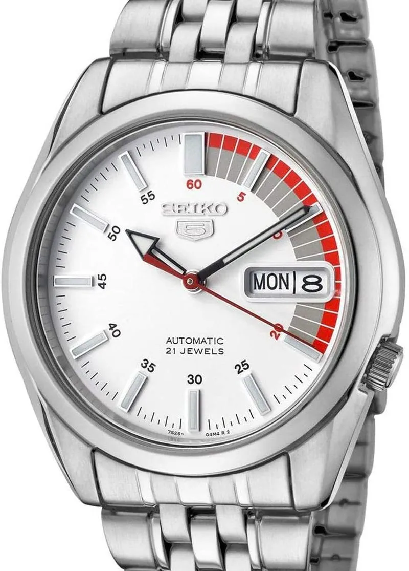 Seiko Men's White Dial Stainless Steel Band Watch - SNK369K1