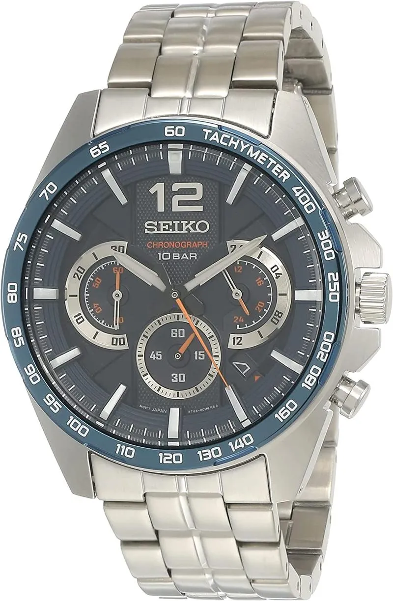 Seiko Mens Quartz Wrist Watch, Chronograph and Stainless Steel- SSB345P1