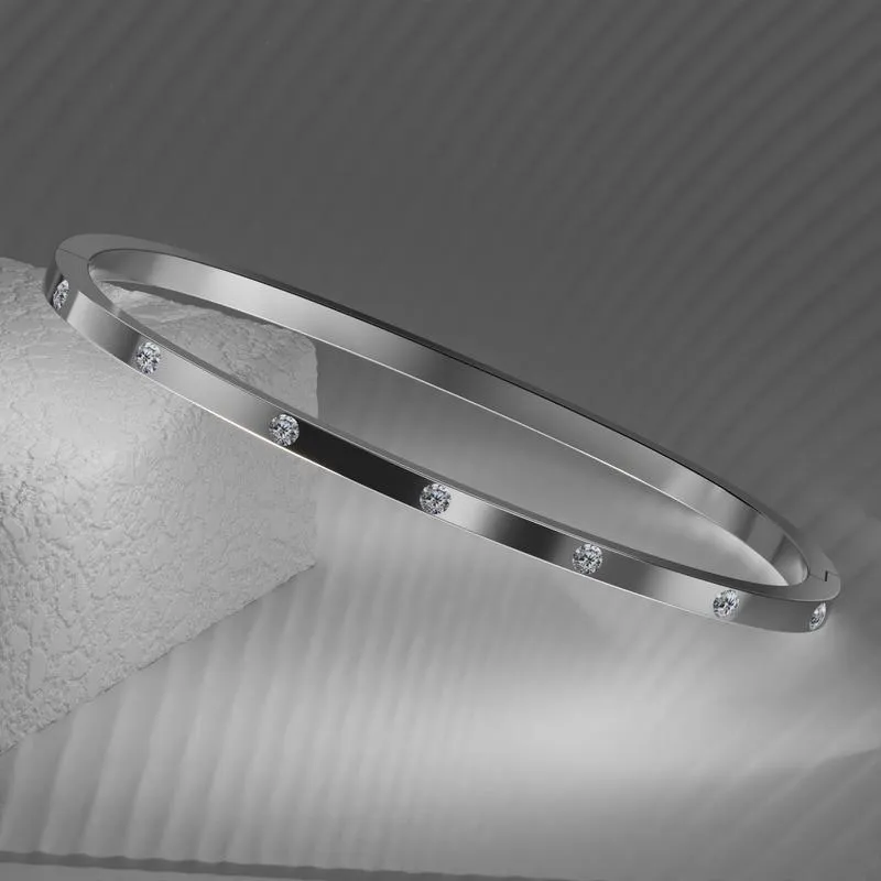 Stainless Steel Rhodium Plated Bangle