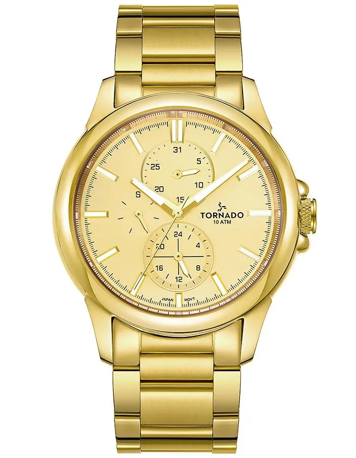 TORNADO Watch,Mens Watch's Multi-Function Champagne Dial Watch - T6107-GBGC