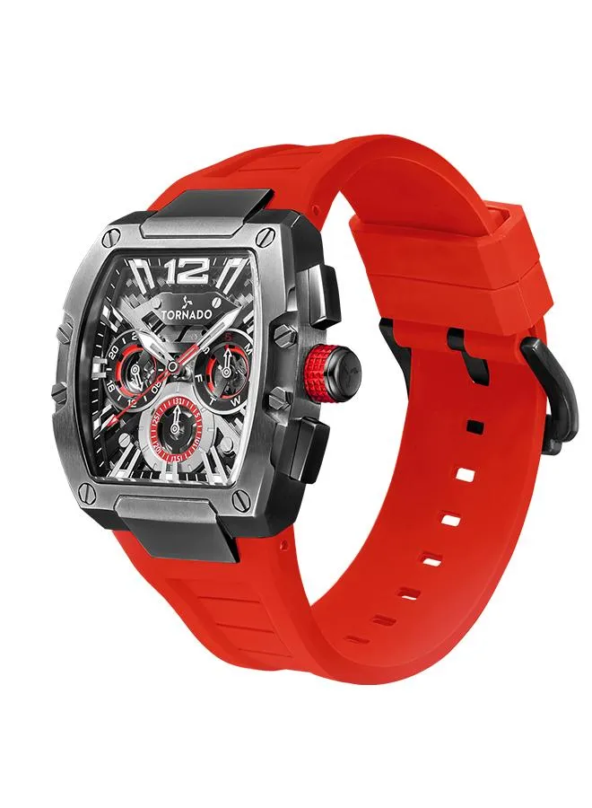 TORNADO XENITH Men's Multi Function Black & Racing Red Dial Watch - T23105-XSRB