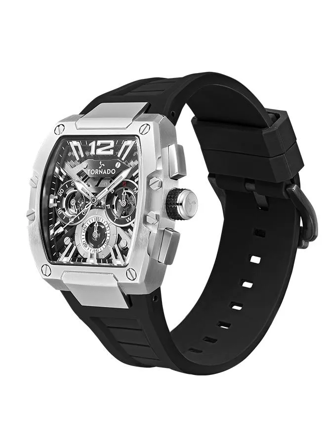 TORNADO XENITH Men's Multi Function Black & Silver Dial Watch - T23105-SSBB