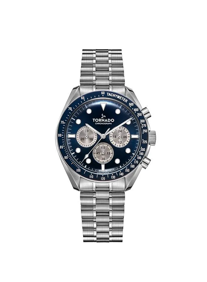 Tornado Cosmic Chrono Men's Chronograph Blue Sunray dial with white color Circular pattern chrono eyes  Watch - T22103-SBSN