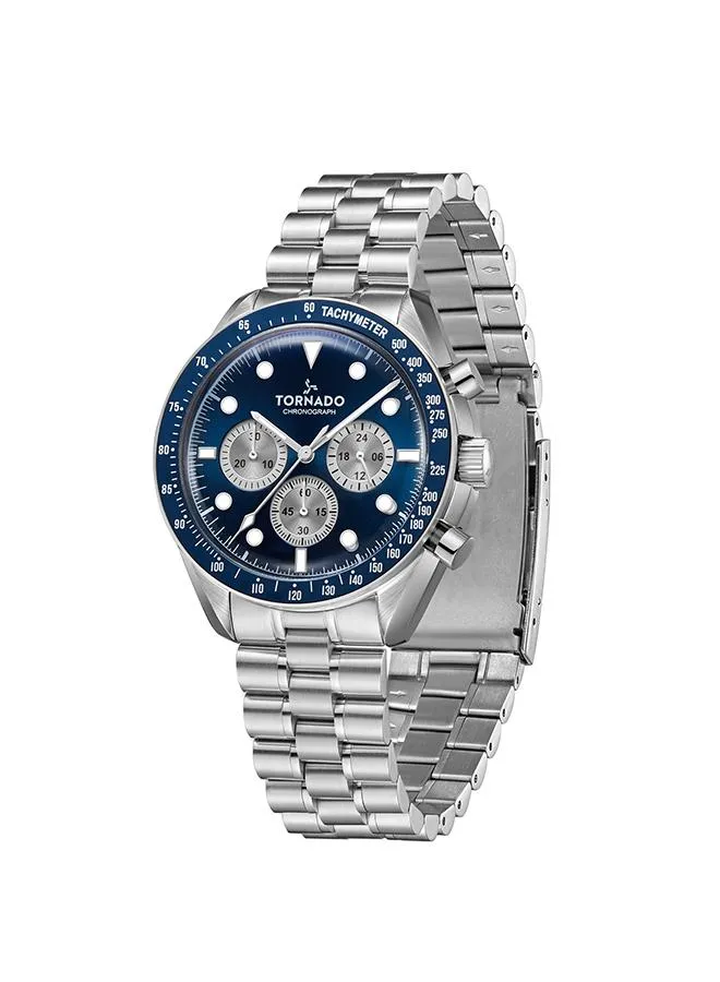 Tornado Cosmic Chrono Men's Chronograph Blue Sunray dial with white color Circular pattern chrono eyes  Watch - T22103-SBSN
