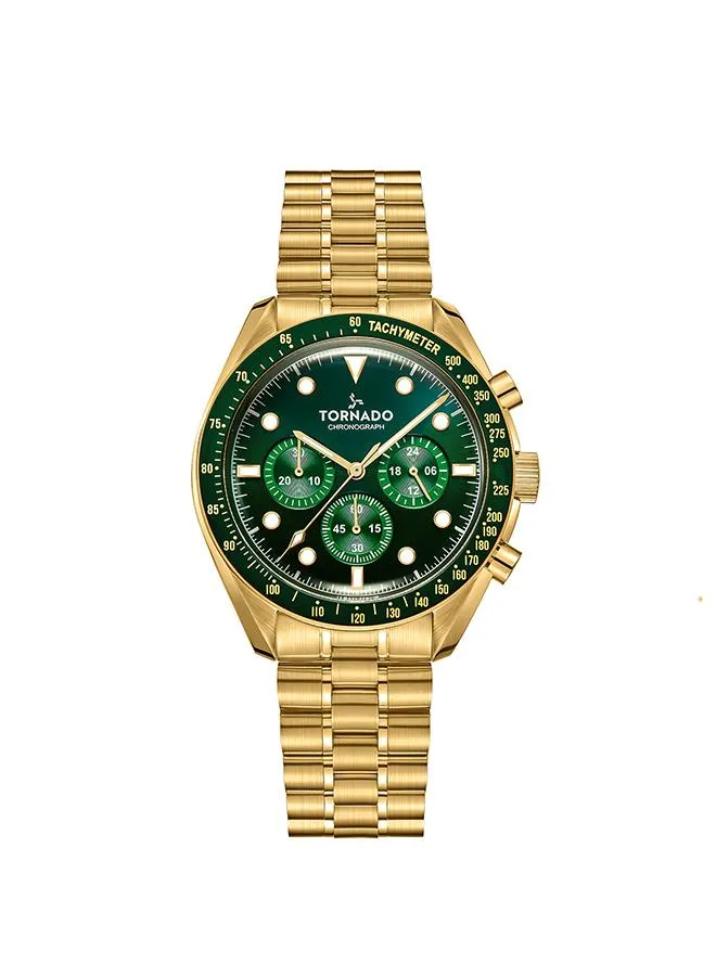 Tornado Cosmic Chrono Men's Chronograph Green sunray dial with green color Circular pattern chrono eyes  Watch - T22103-GBGH
