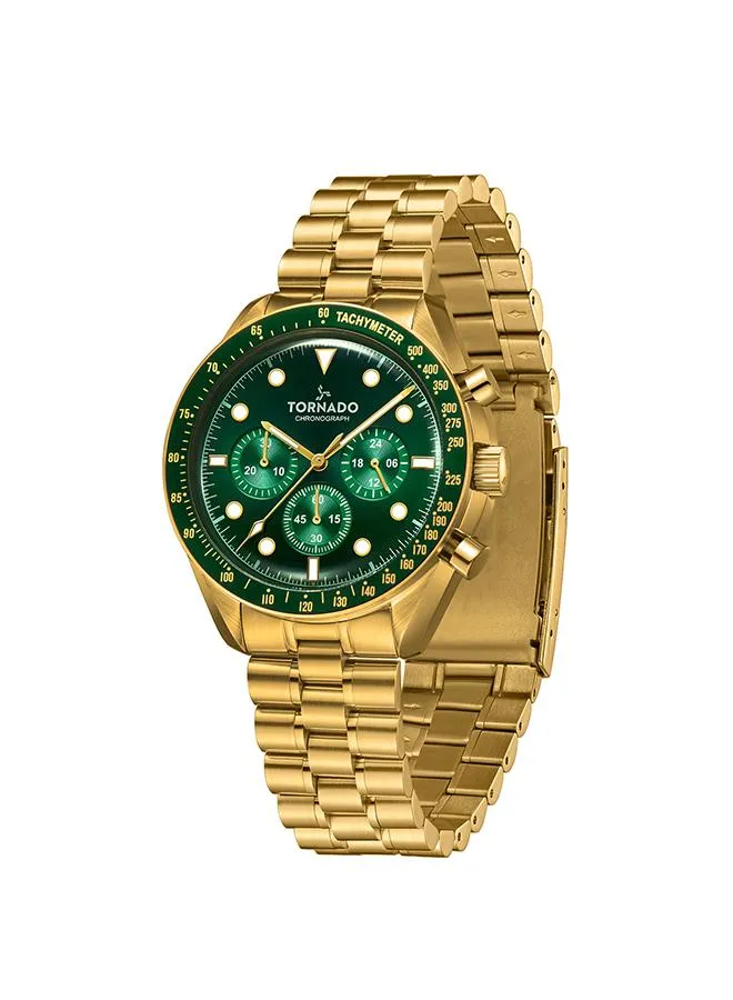 Tornado Cosmic Chrono Men's Chronograph Green sunray dial with green color Circular pattern chrono eyes  Watch - T22103-GBGH