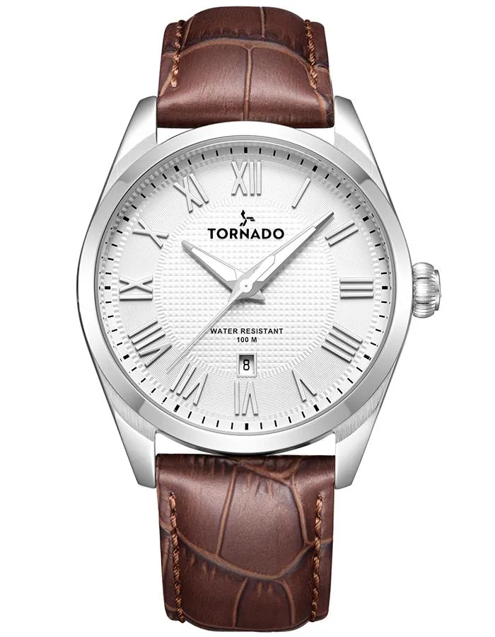 Tornado Men's Analog White Dial Watch - T8007-SLDW