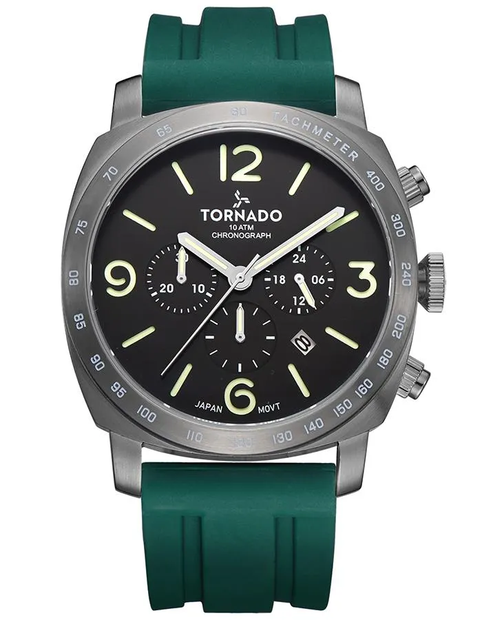 Tornado Men's Chronograph Green Dial Watch - T9102-XSHB