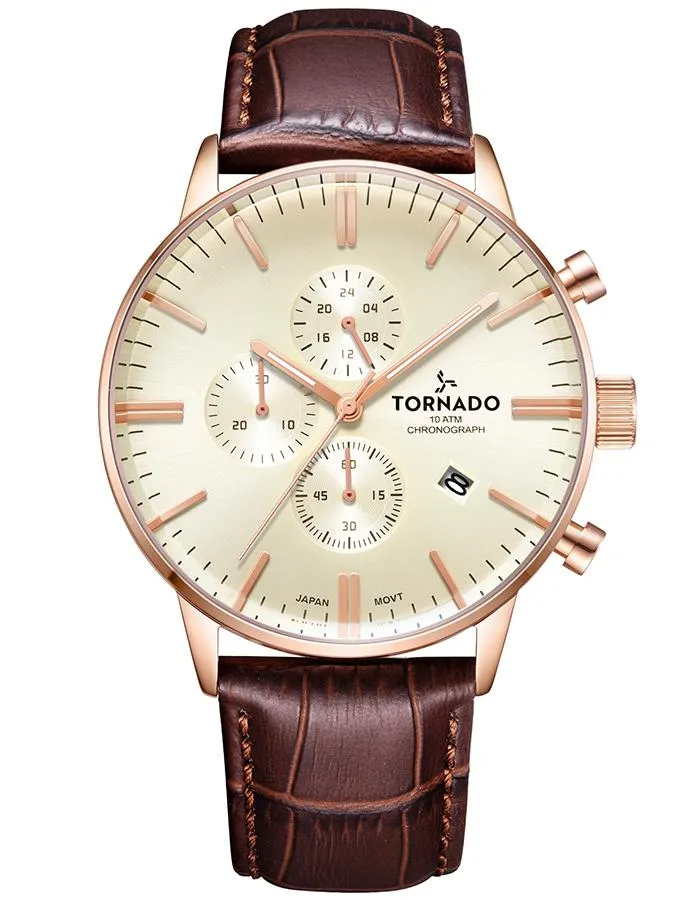 Tornado Men's Chronograph Ivory Dial Watch - T6102-RLDI