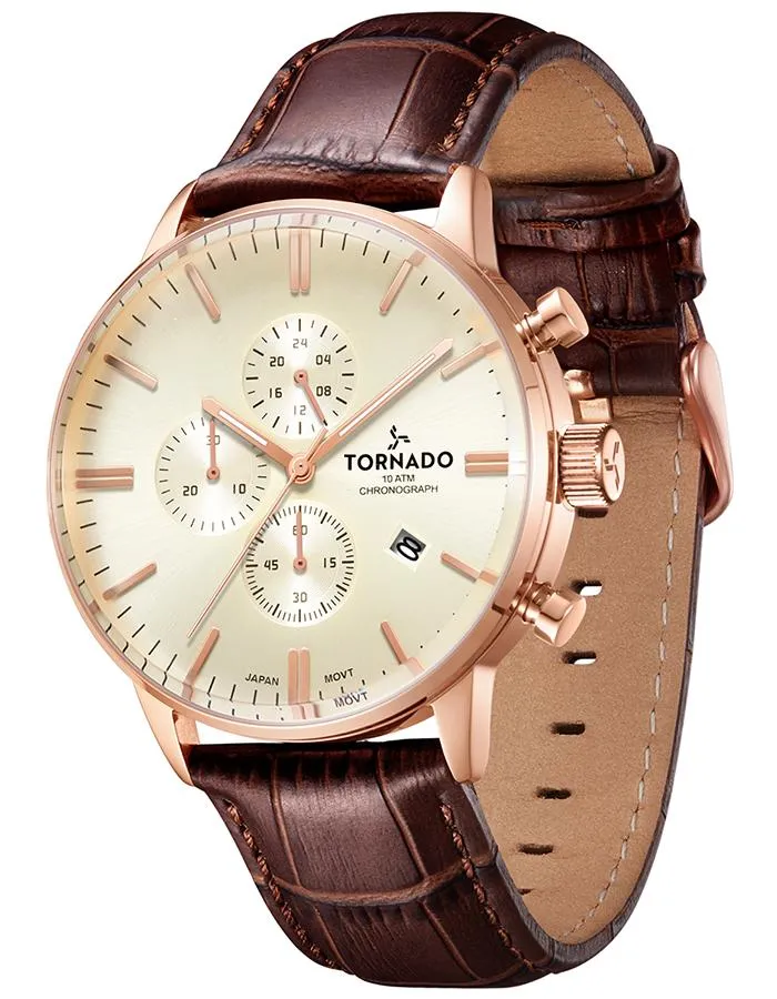 Tornado Men's Chronograph Ivory Dial Watch - T6102-RLDI