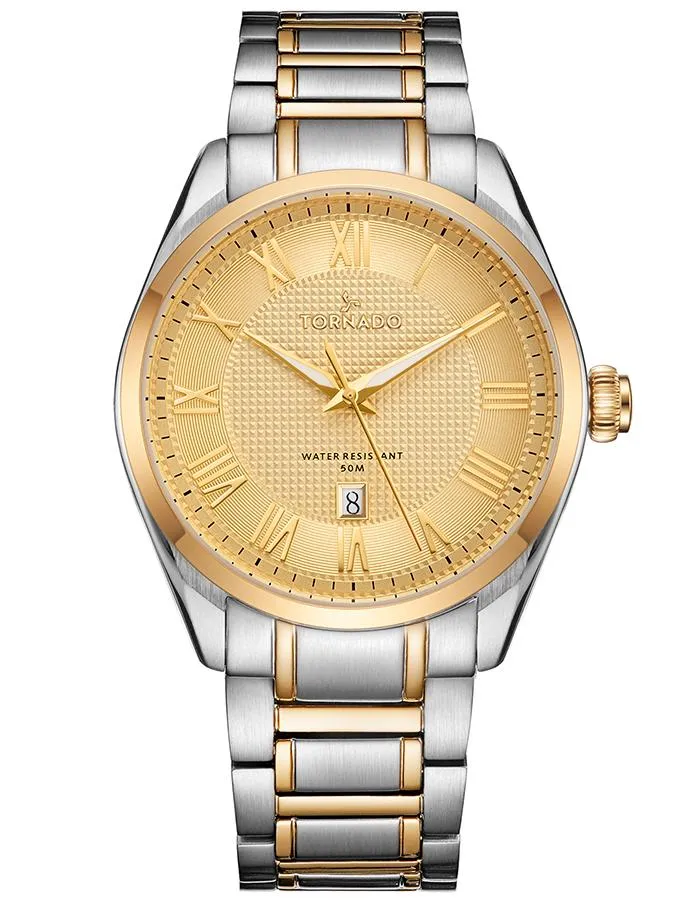 Tornado Mens Analog Champagne Dial Watch