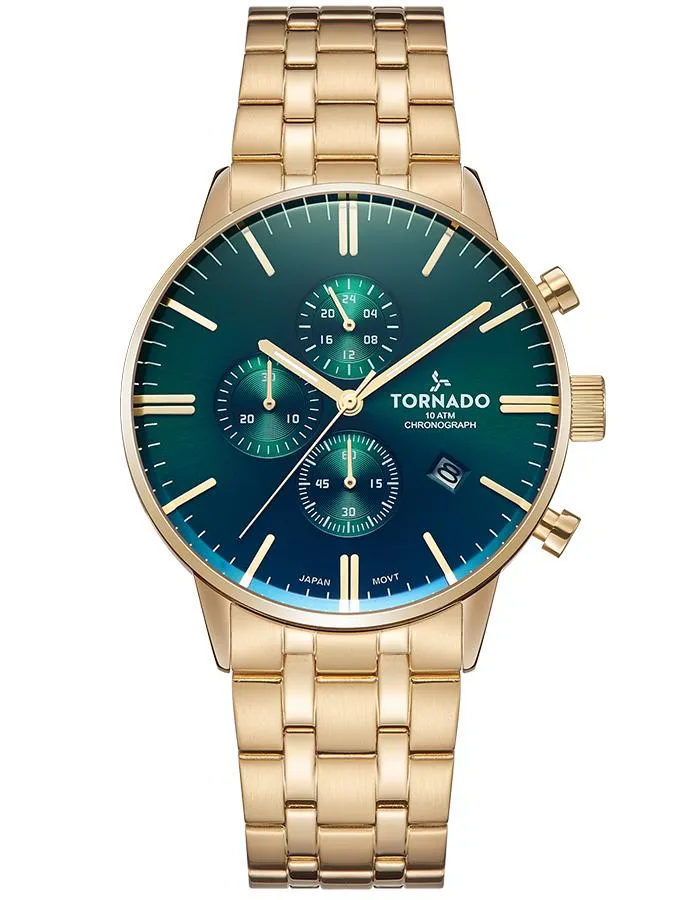 Tornado Mens Chronograph Green Dial Watch