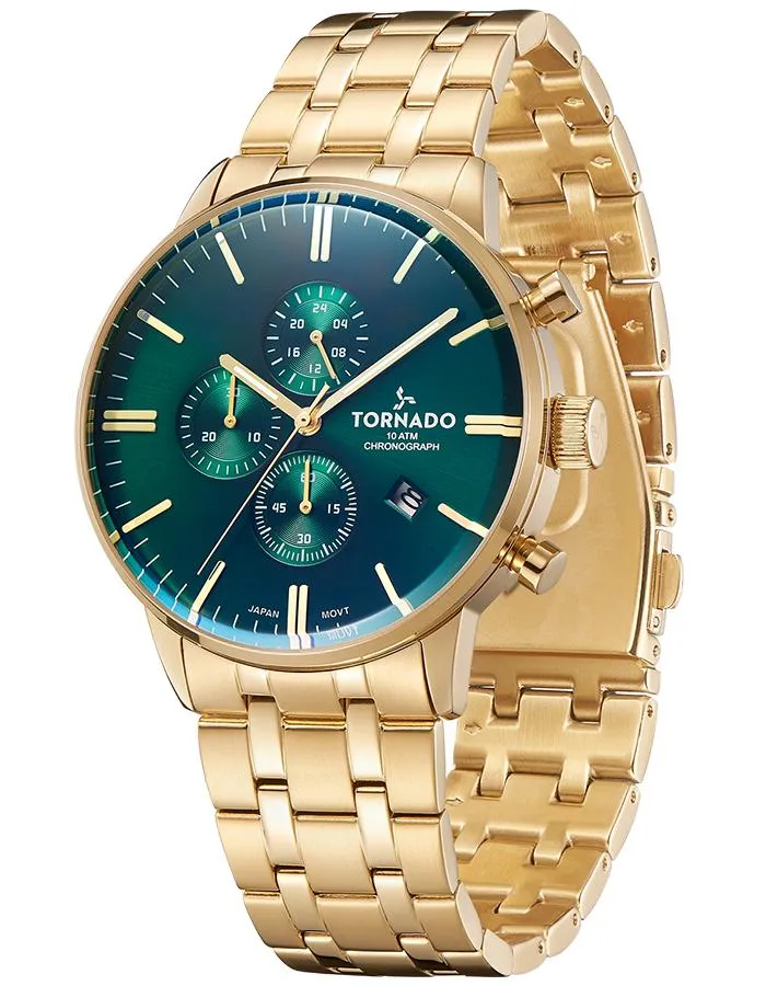 Tornado Mens Chronograph Green Dial Watch