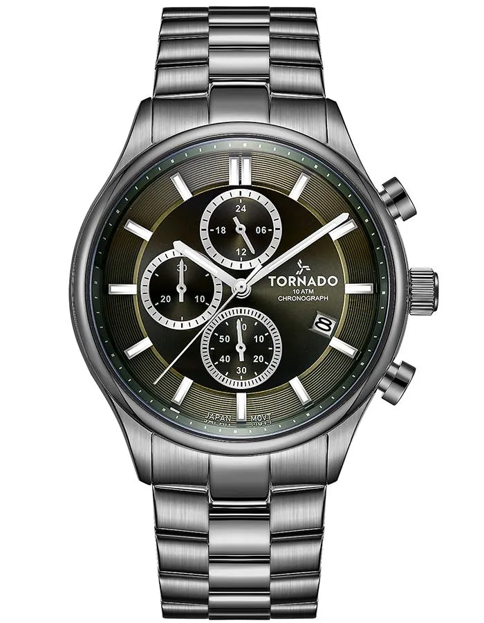 Tornado Mens Chronograph Military Green Dial Watch