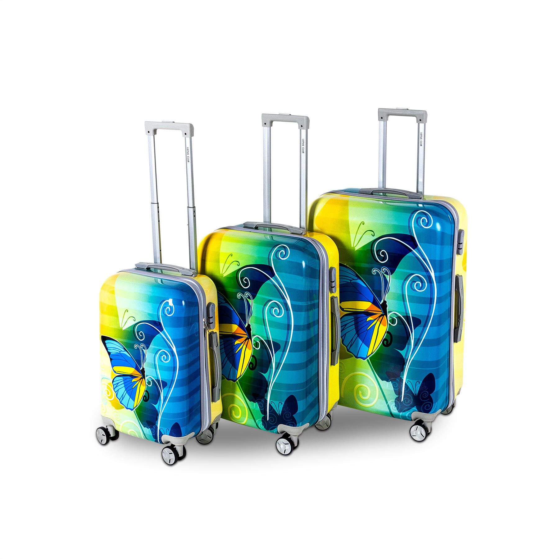 Butterfly Print ABS Trolley Luggage 3Pcs Set