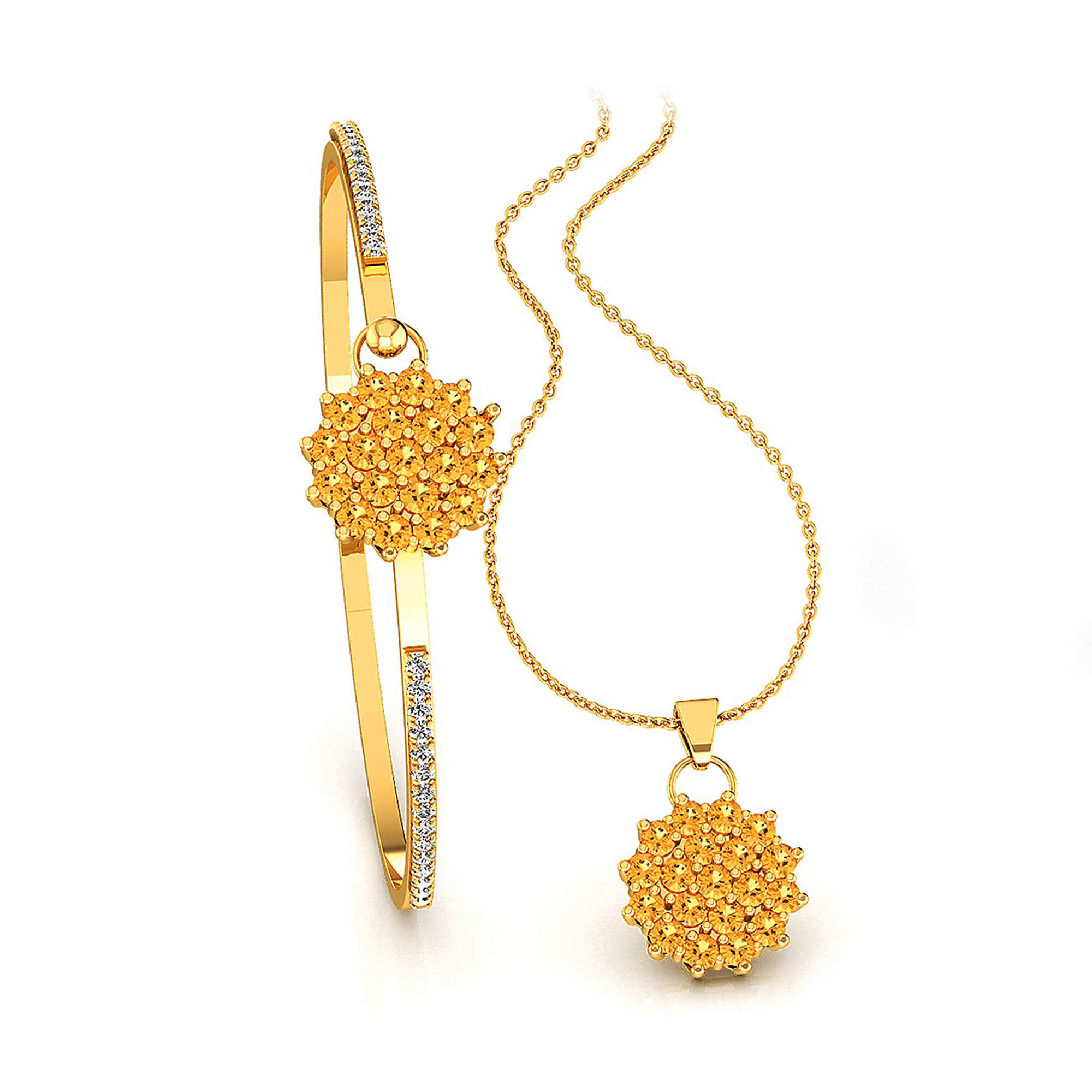 Fierro Kiara Gold Bangle and Pendant Set