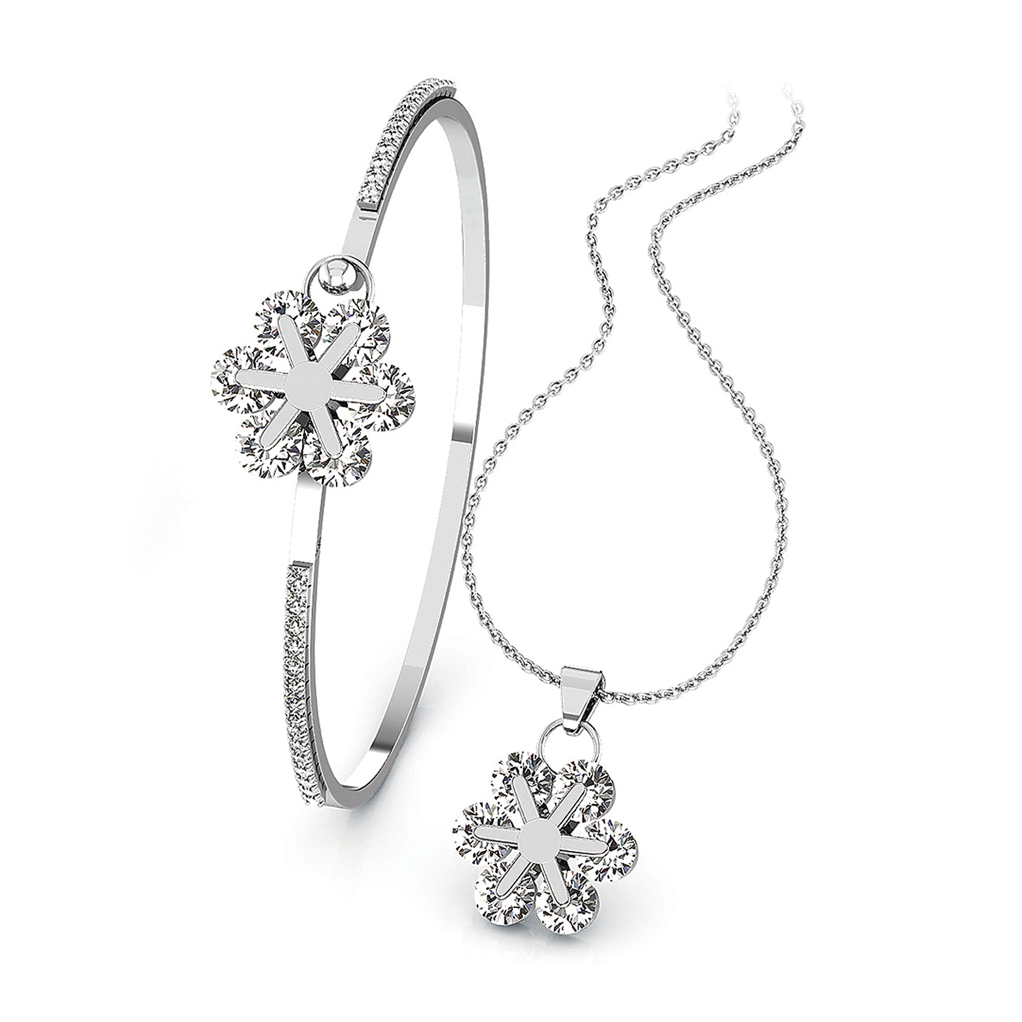 Fierro Kiara Silver Bangle and Pendant Set