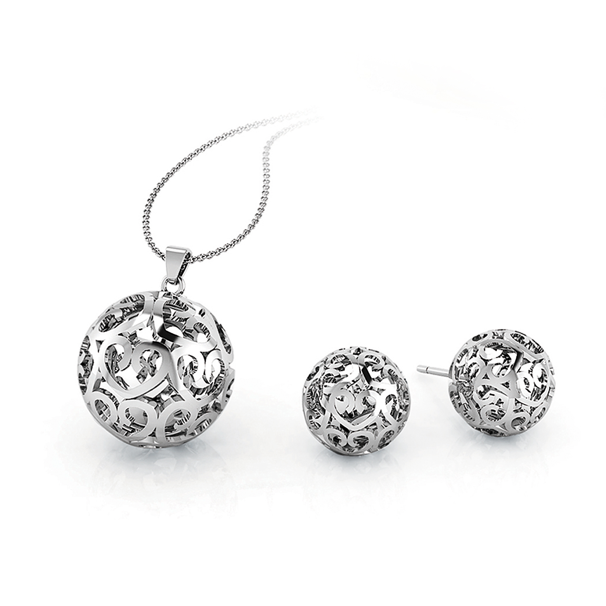 Fierro Round Silver Plated Jewelry Set
