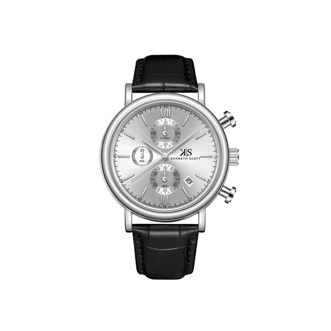 Kenneth Scott Chrono & Multi Function Silver Dial Watch K23151 SLBS For Men