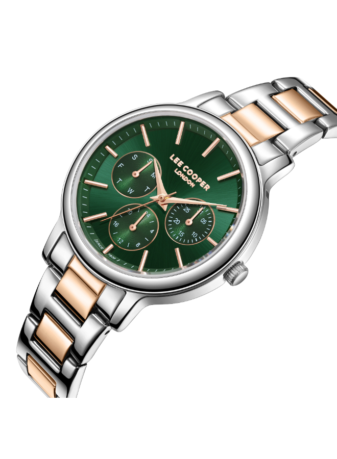 Lee Cooper Multi Function Green Dial Watch LC07946.590 For Women